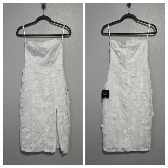 🎀$20 SALE🎀NWT Lulu's Elevated Sensation White 3D Floral Embroidered Midi Dress - Picture 2 of 8